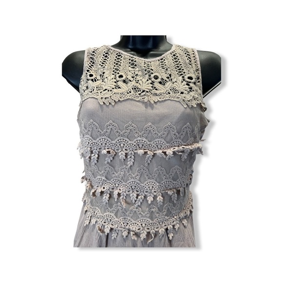 Andree by UNIT blush rose pink dress lacy top sleeveless layered skirt - Picture 8 of 11